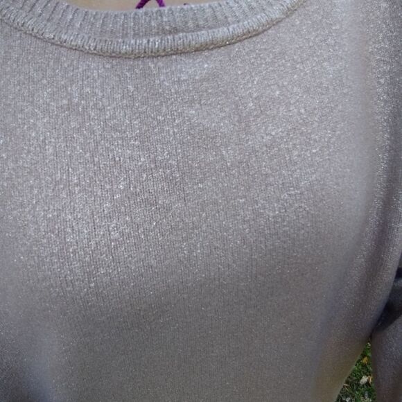 Via Delle Perle Sweater Women's Medium Virgin Wool Metallic Gold Tunic - Picture 5 of 12